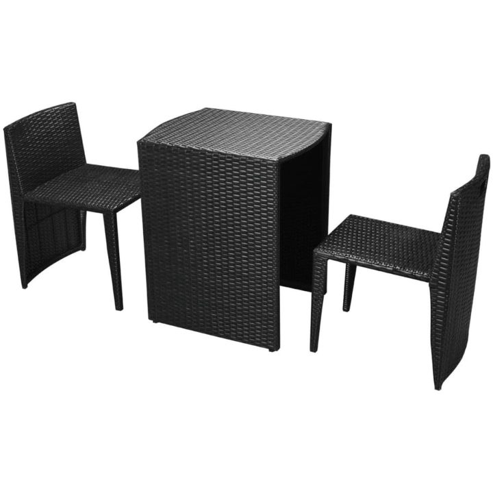 Cafégrupp med dynor 3 delar konstrotting svart vidaXL – bild 3