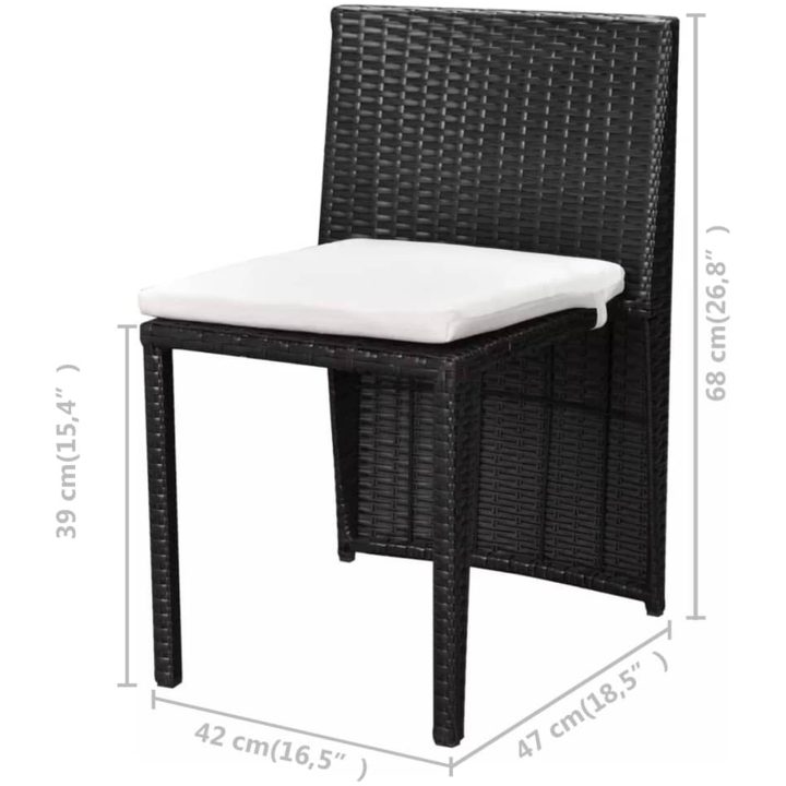 Cafégrupp med dynor 3 delar konstrotting svart vidaXL – bild 8