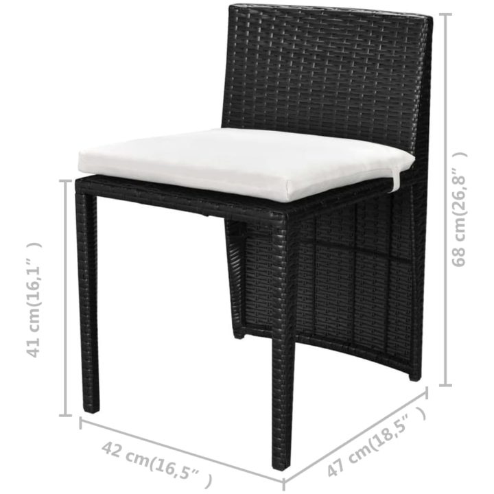 Cafégrupp med dynor 3 delar konstrotting svart vidaXL – bild 10