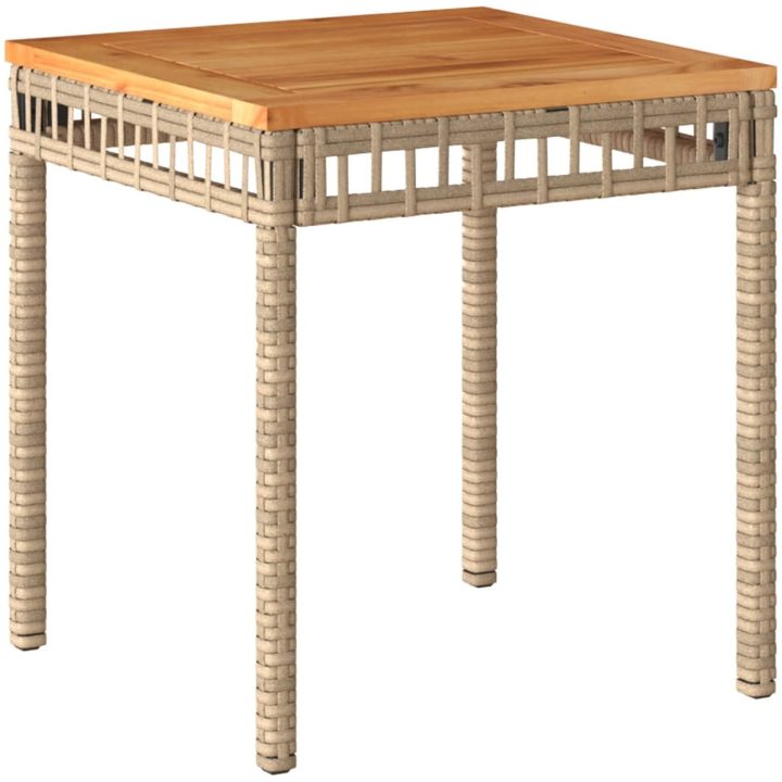 Caféset 3 delar beige konstrotting och massivt akaciaträ vidaXL – bild 6