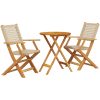 Caféset 3 delar beige konstrotting och massivt trä vidaXL 60 x 75 cm – miniatyr 2