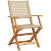 Caféset 3 delar beige konstrotting och massivt trä vidaXL 60 x 75 cm – miniatyr 3