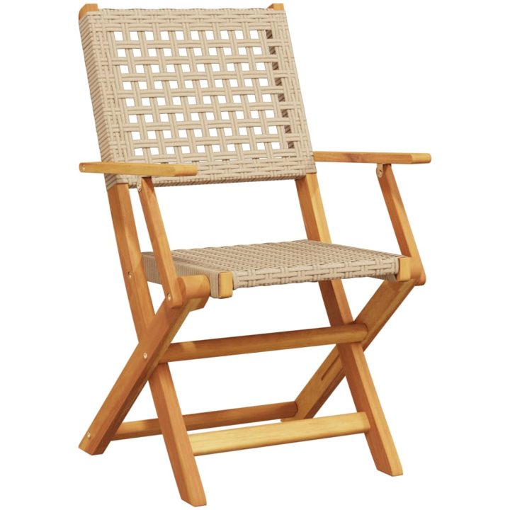 Caféset 3 delar beige konstrotting och massivt trä vidaXL 60 x 75 cm – bild 3