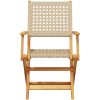 Caféset 3 delar beige konstrotting och massivt trä vidaXL 60 x 75 cm – miniatyr 4