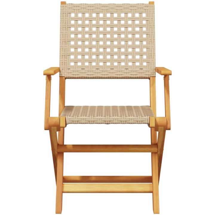 Caféset 3 delar beige konstrotting och massivt trä vidaXL 60 x 75 cm – bild 4
