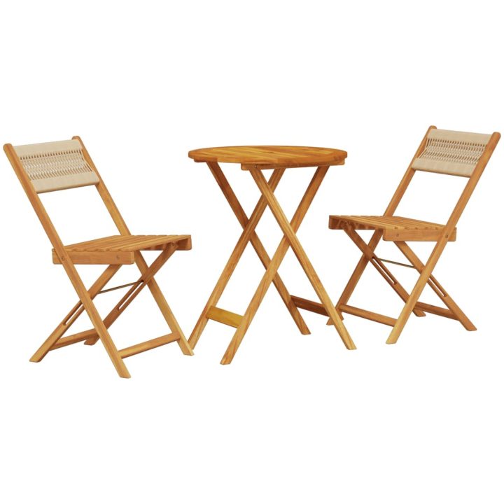 Caféset 3 delar beige polypropen och akaciaträ vidaXL 60 x 75 cm – bild 2