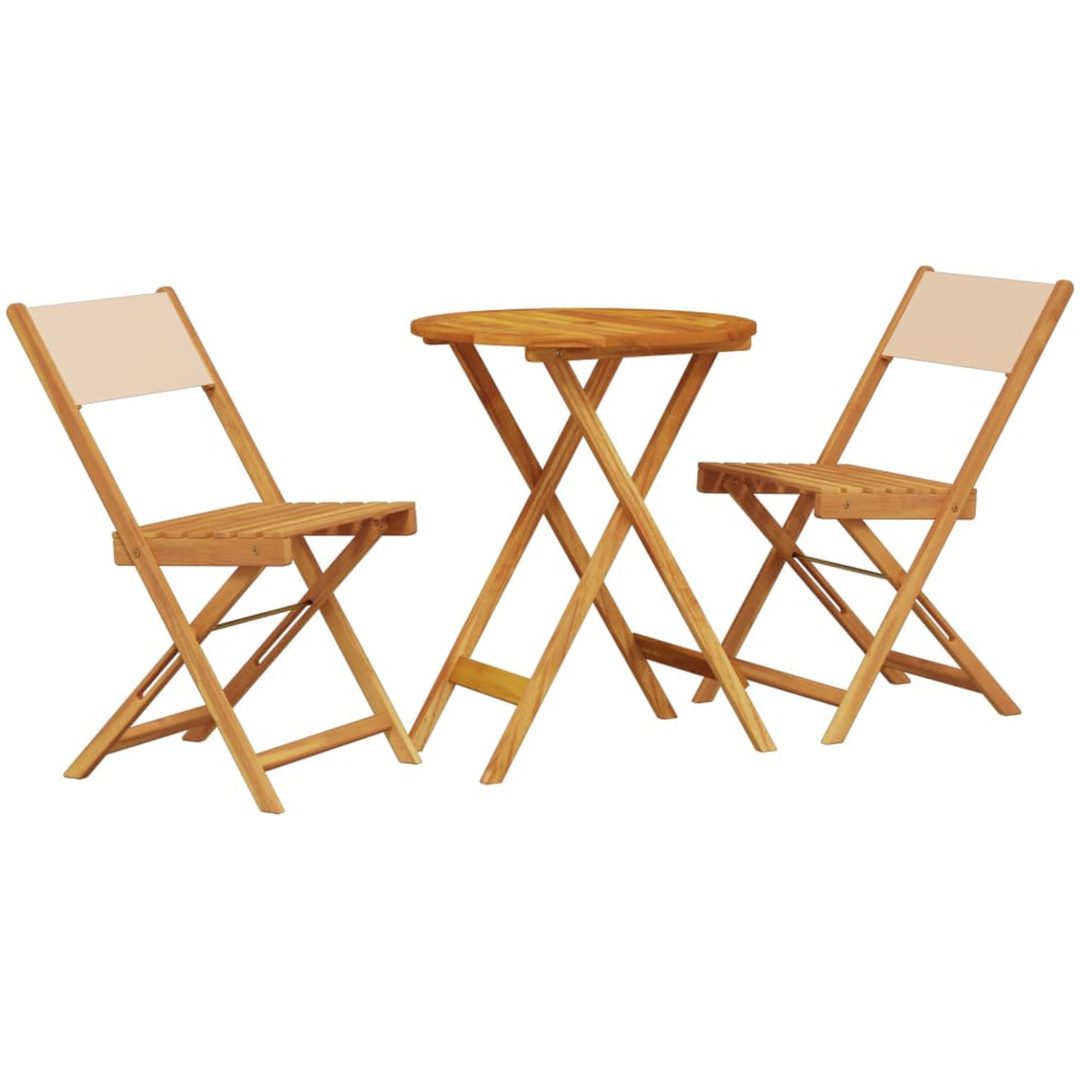 Caféset 3 delar beige tyg och massivt trä vidaXL 60 x 75 cm – bild 2