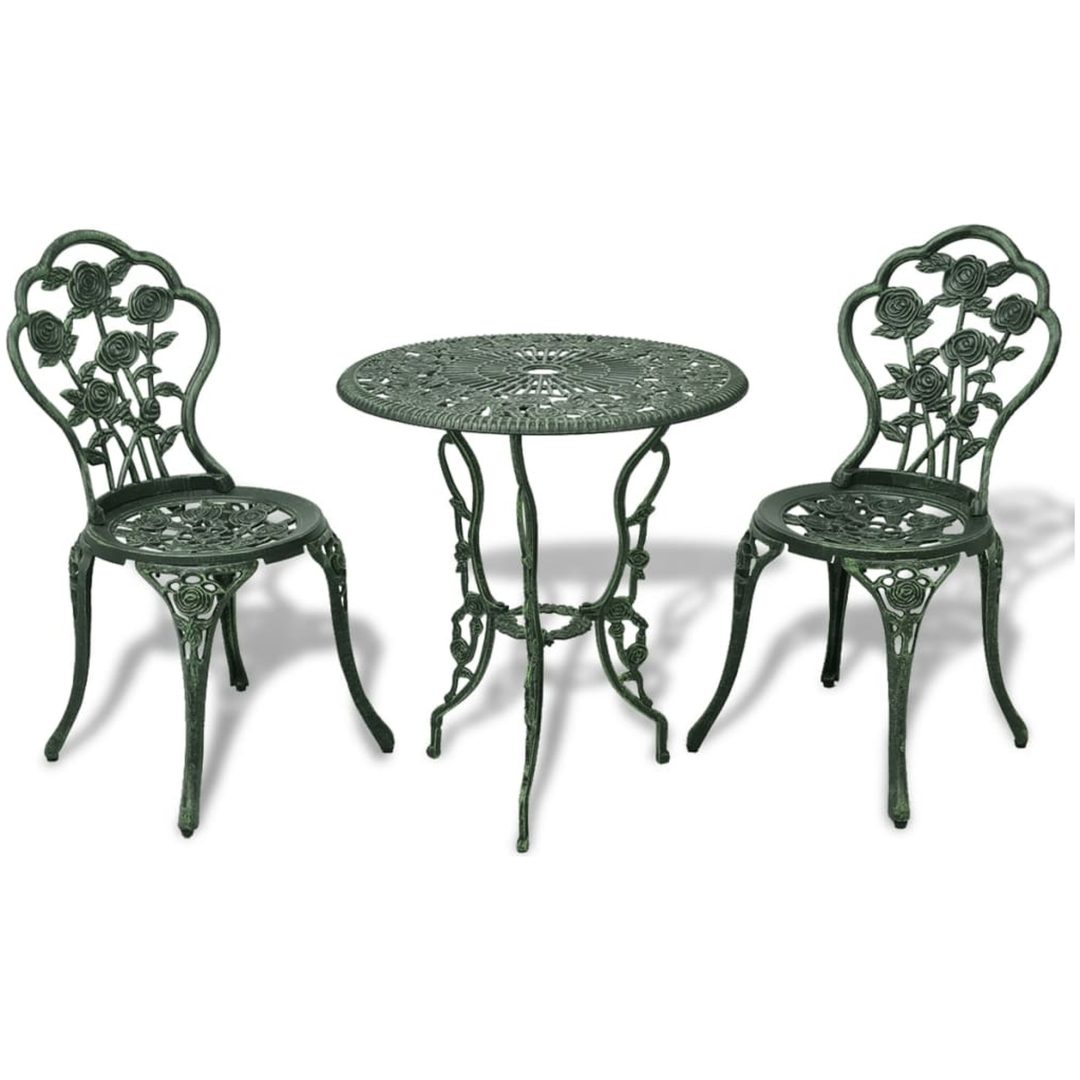 Caféset 3 delar gjuten aluminium grön vidaXL