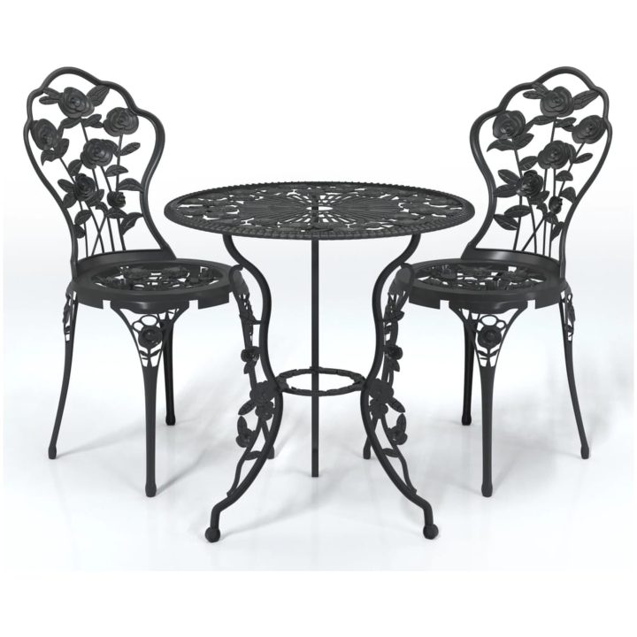 Caféset 3 delar gjuten aluminium svart vidaXL – bild 2