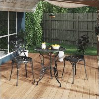 Caféset 3 delar gjuten aluminium svart vidaXL