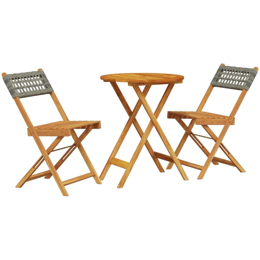 Caféset 3 delar grå konstrotting och massivt trä vidaXL 60 x 75 cm – bild 2