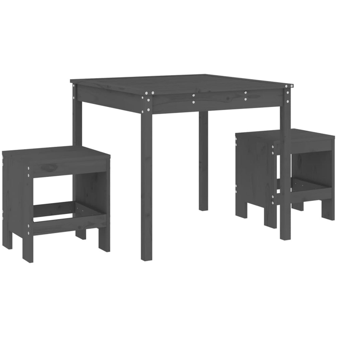 Caféset 3 delar grå massiv furu vidaXL – bild 2