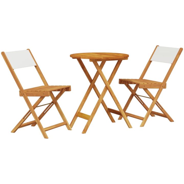 Caféset 3 delar gräddvit tyg och massivt trä vidaXL 60 x 75 cm – bild 2