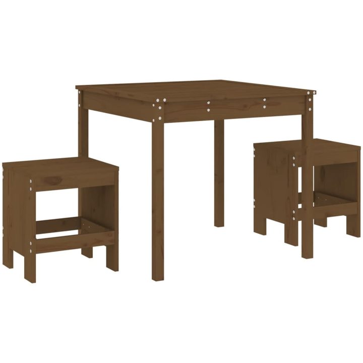 Caféset 3 delar honungsbrun massiv furu vidaXL – bild 2