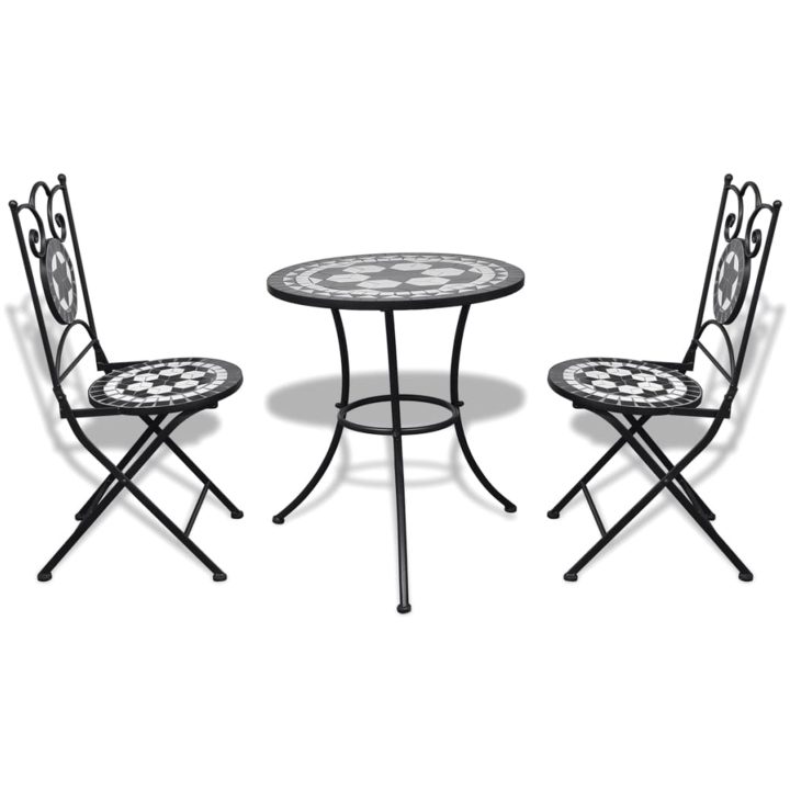Caféset 3 delar keramik svart och vit vidaXL – bild 2