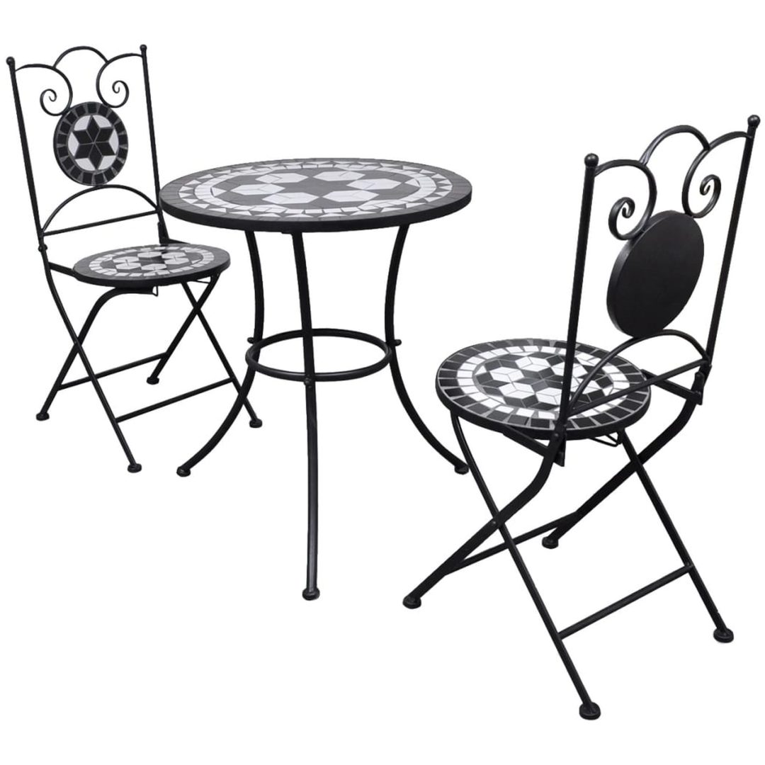 Caféset 3 delar keramik svart och vit vidaXL