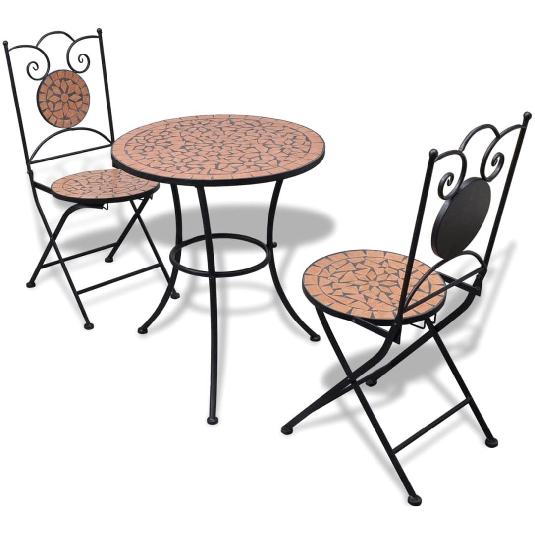 Caféset 3 delar keramik terrakotta vidaXL