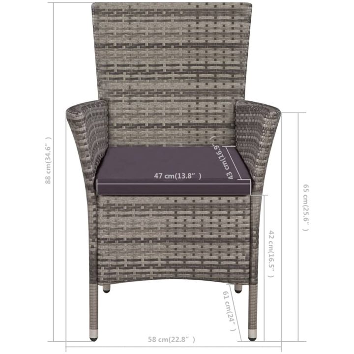 Caféset 3 delar konstrotting grå vidaXL – bild 5