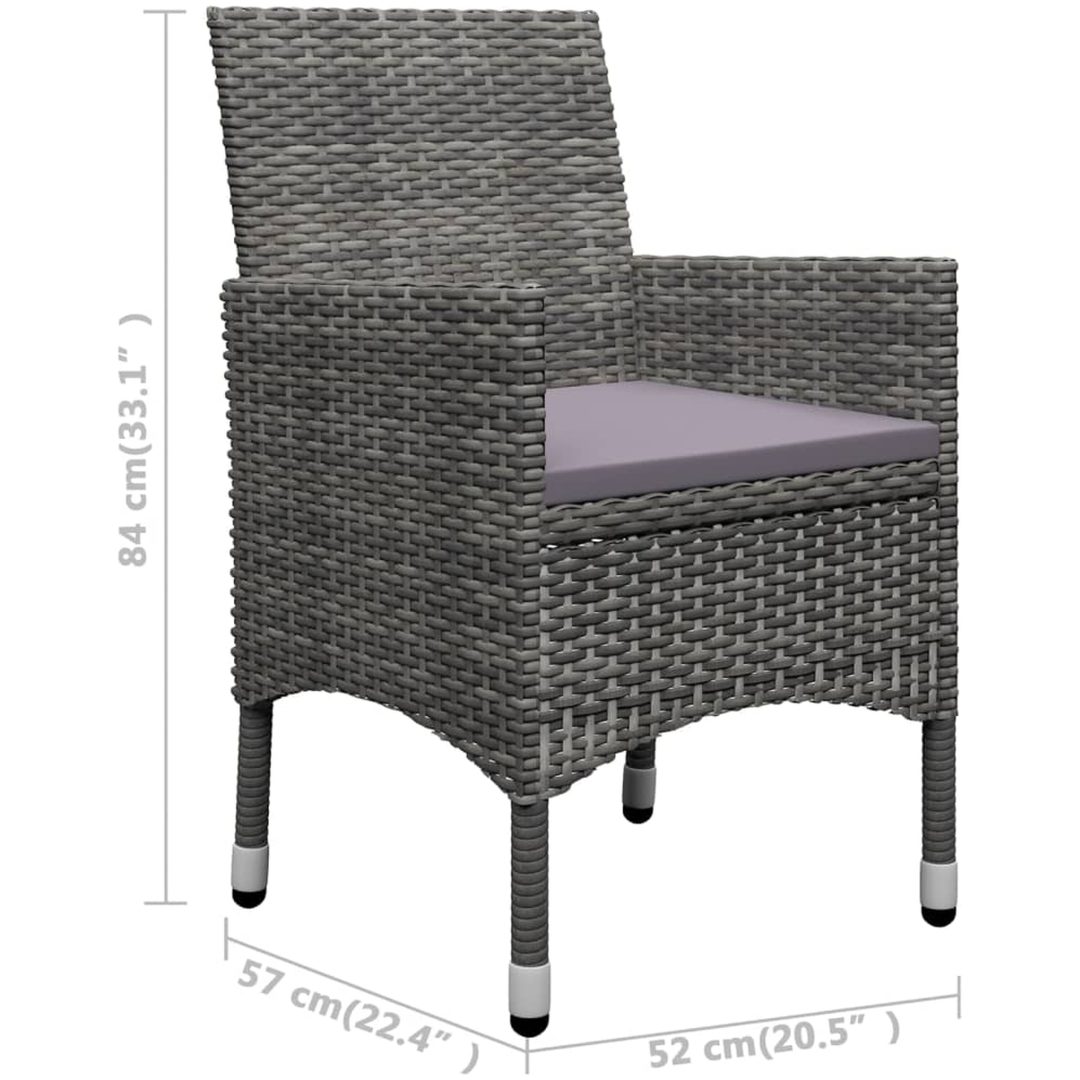 Caféset 3 delar konstrotting och akaciaträ grå vidaXL – bild 11