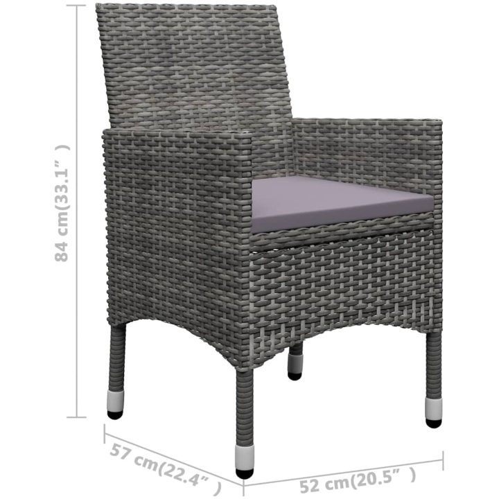 Caféset 3 delar konstrotting och akaciaträ grå vidaXL – bild 11