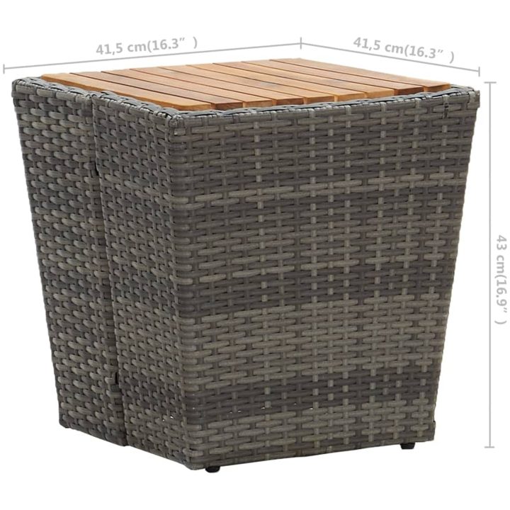 Caféset 3 delar konstrotting och akaciaträ grå vidaXL – bild 12