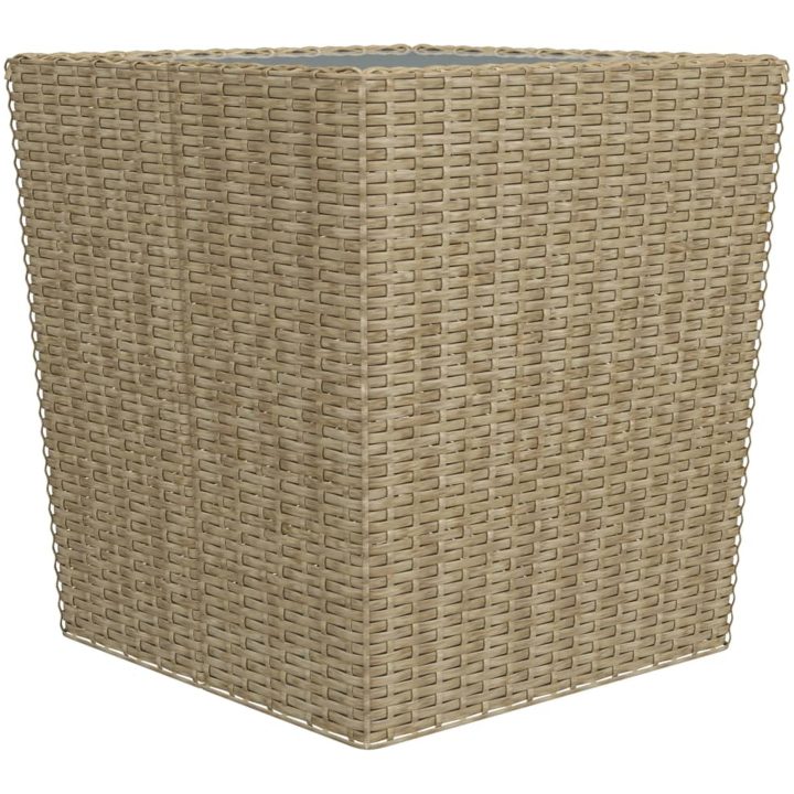 Caféset 3 delar konstrotting och härdat glas beige vidaXL – bild 9