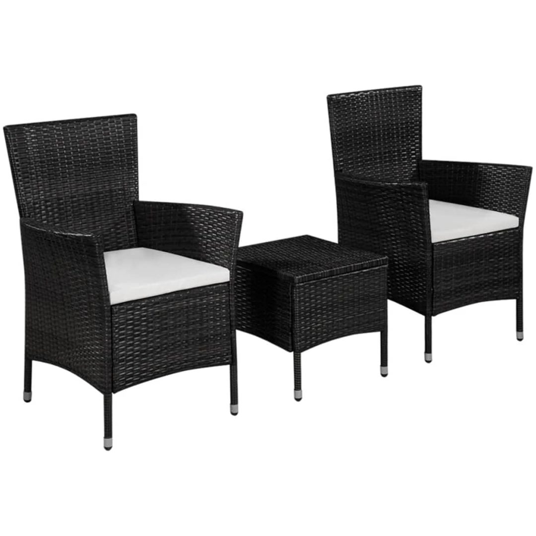 Caféset 3 delar konstrotting svart vidaXL