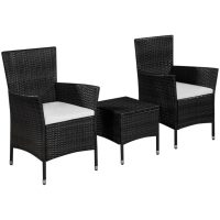 Caféset 3 delar konstrotting svart vidaXL