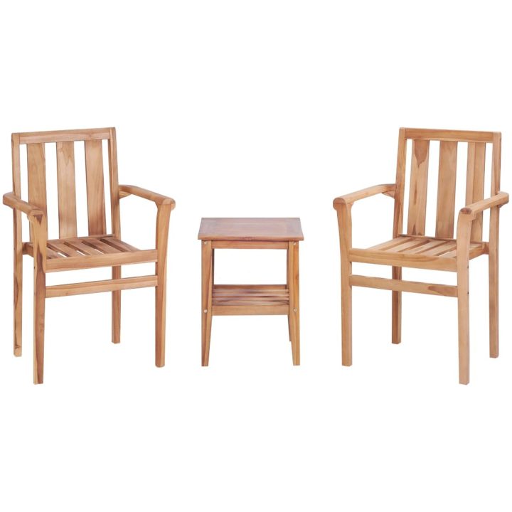 Caféset 3 delar massiv teak vidaXL – bild 2