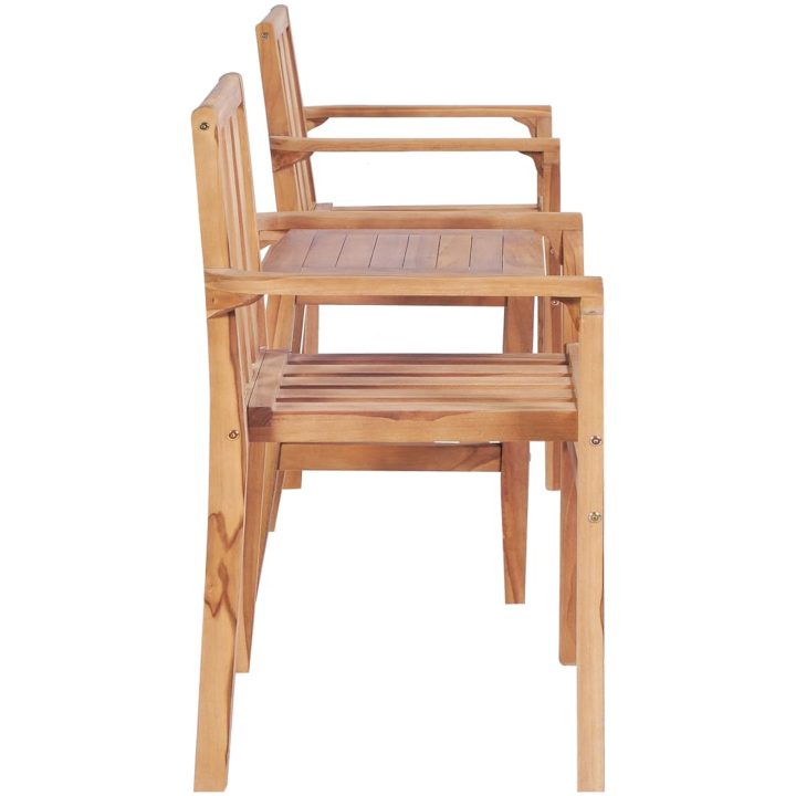 Caféset 3 delar massiv teak vidaXL – bild 3
