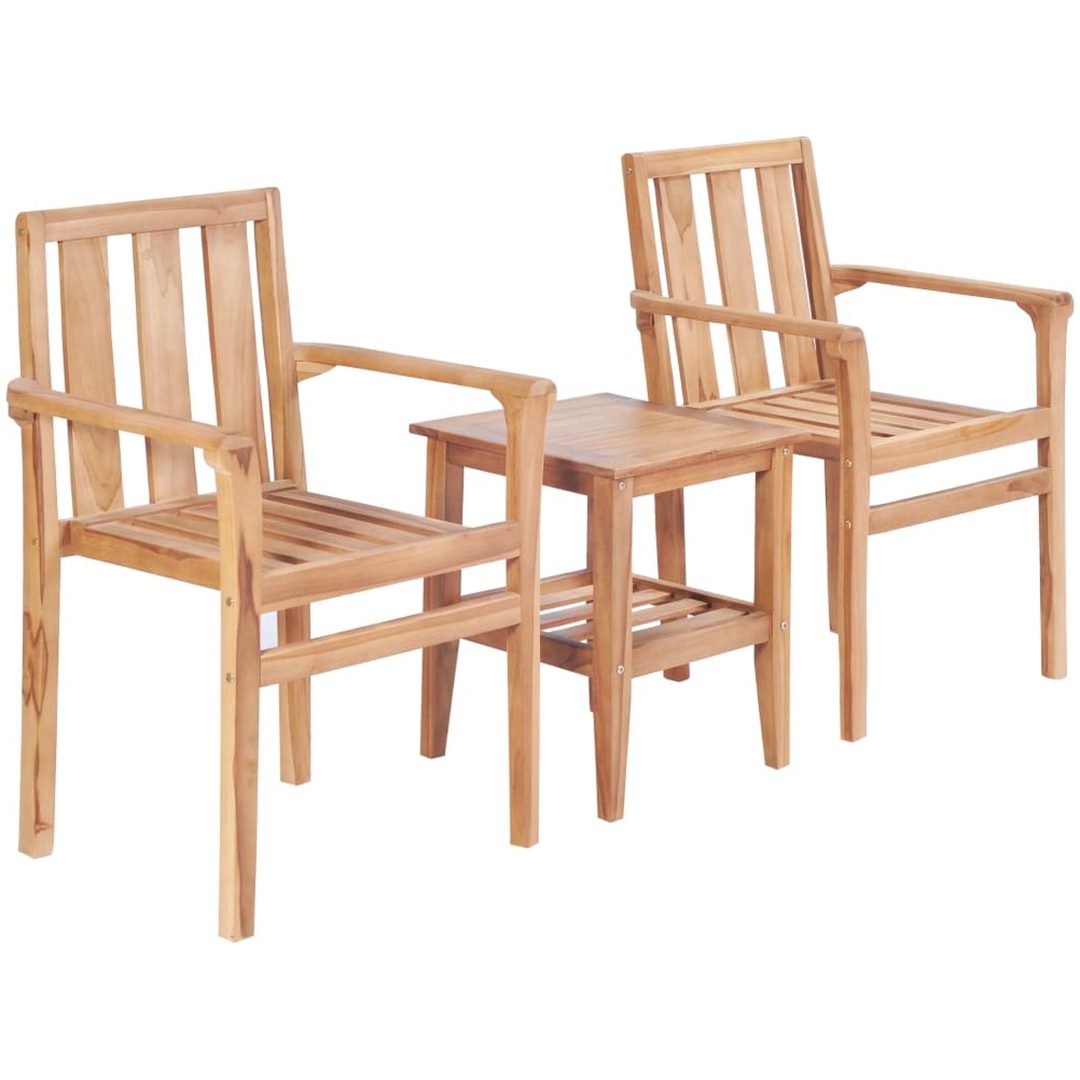 Caféset 3 delar massiv teak vidaXL