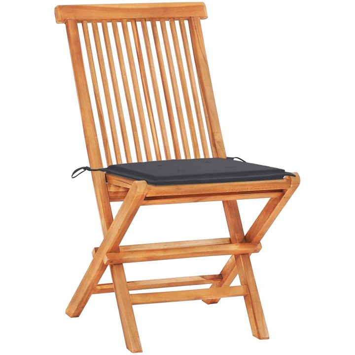 Caféset 3 delar med antracit dynor massiv teak vidaXL – bild 5