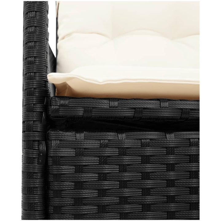 Caféset 3 delar med dynor svart konstrotting akaciaträ vidaXL 90 x 90 x 75 cm – bild 5