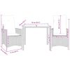 Caféset 3 delar med dynor svart konstrotting akaciaträ vidaXL 90 x 90 x 75 cm – miniatyr 7