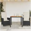 Caféset 3 delar med dynor svart konstrotting akaciaträ vidaXL 90 x 90 x 75 cm – miniatyr 1