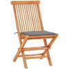 Caféset 3 delar med gråa dynor massiv teak vidaXL – miniatyr 4