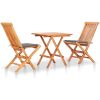 Caféset 3 delar med gråa dynor massiv teak vidaXL – miniatyr 1