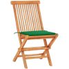 Caféset 3 delar med gröna dynor massiv teak vidaXL – miniatyr 4
