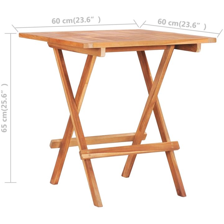 Caféset 3 delar med gröna dynor massiv teak vidaXL – bild 8