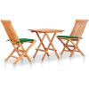 Caféset 3 delar med gröna dynor massiv teak vidaXL – miniatyr 1