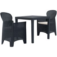 Caféset 3 delar plast antracit konstrotting vidaXL