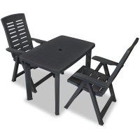 Caféset 3 delar plast antracit vidaXL