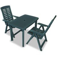 Caféset 3 delar plast grön vidaXL
