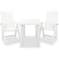 Caféset 3 delar plast vit vidaXL