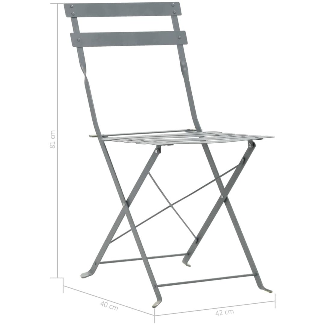 Caféset 3 delar stål grå vidaXL – bild 10
