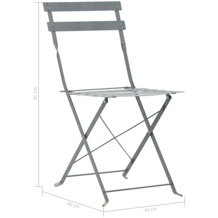Caféset 3 delar stål grå vidaXL – bild 10