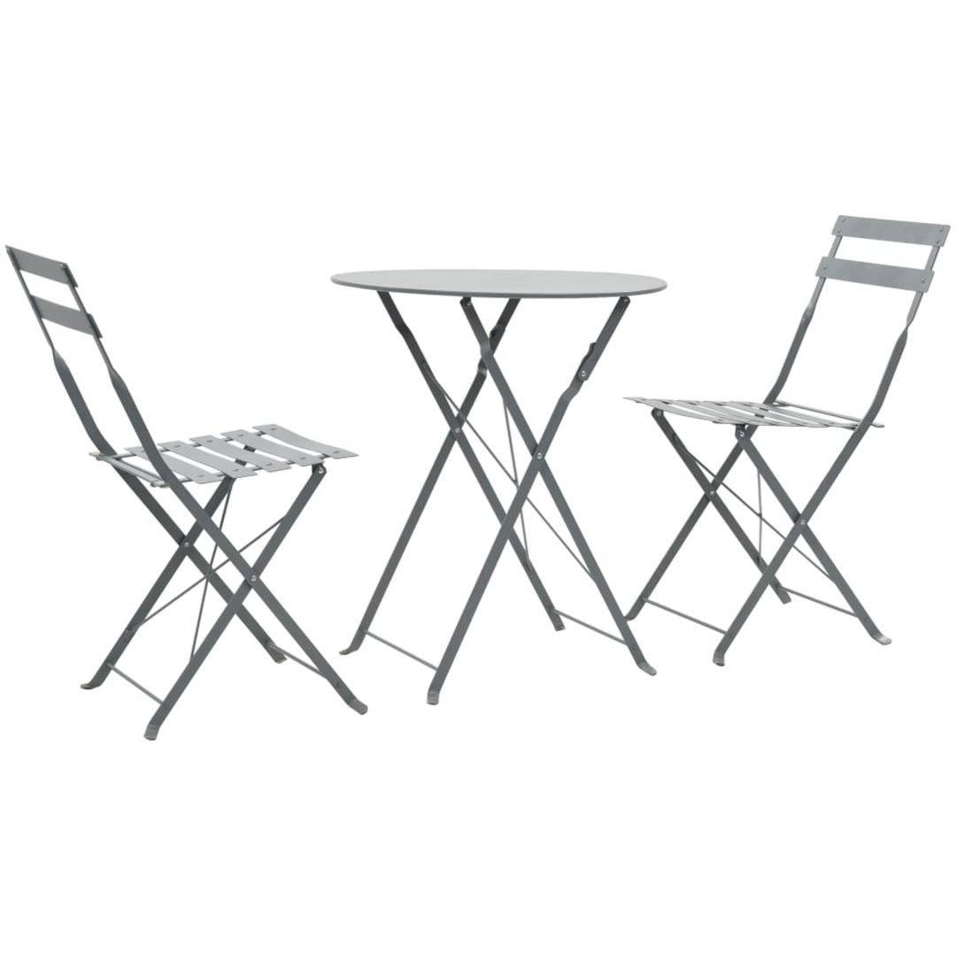 Caféset 3 delar stål grå vidaXL