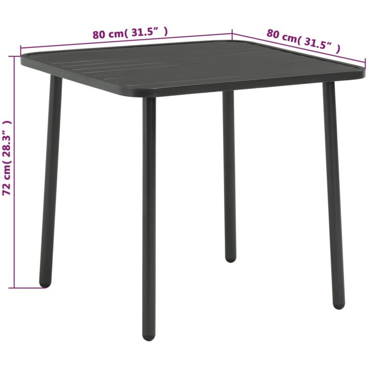 Caféset 3 delar stål mörkgrå vidaXL – bild 11