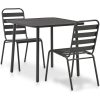 Caféset 3 delar stål mörkgrå vidaXL – miniatyr 1