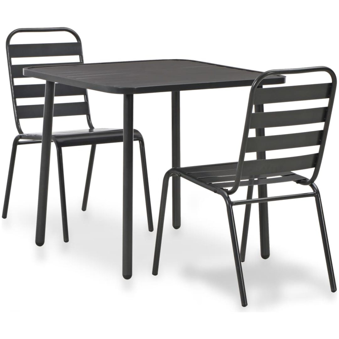 Caféset 3 delar stål mörkgrå vidaXL